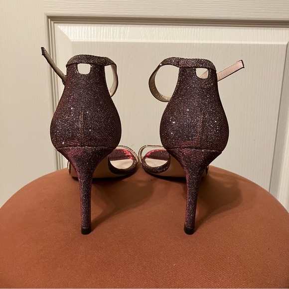 STUART WEITZMAN Heels SANDALS Glitter CRYSTAL Wine NUDIST - Sz 10 M Spain NEW! - Picture 10 of 16